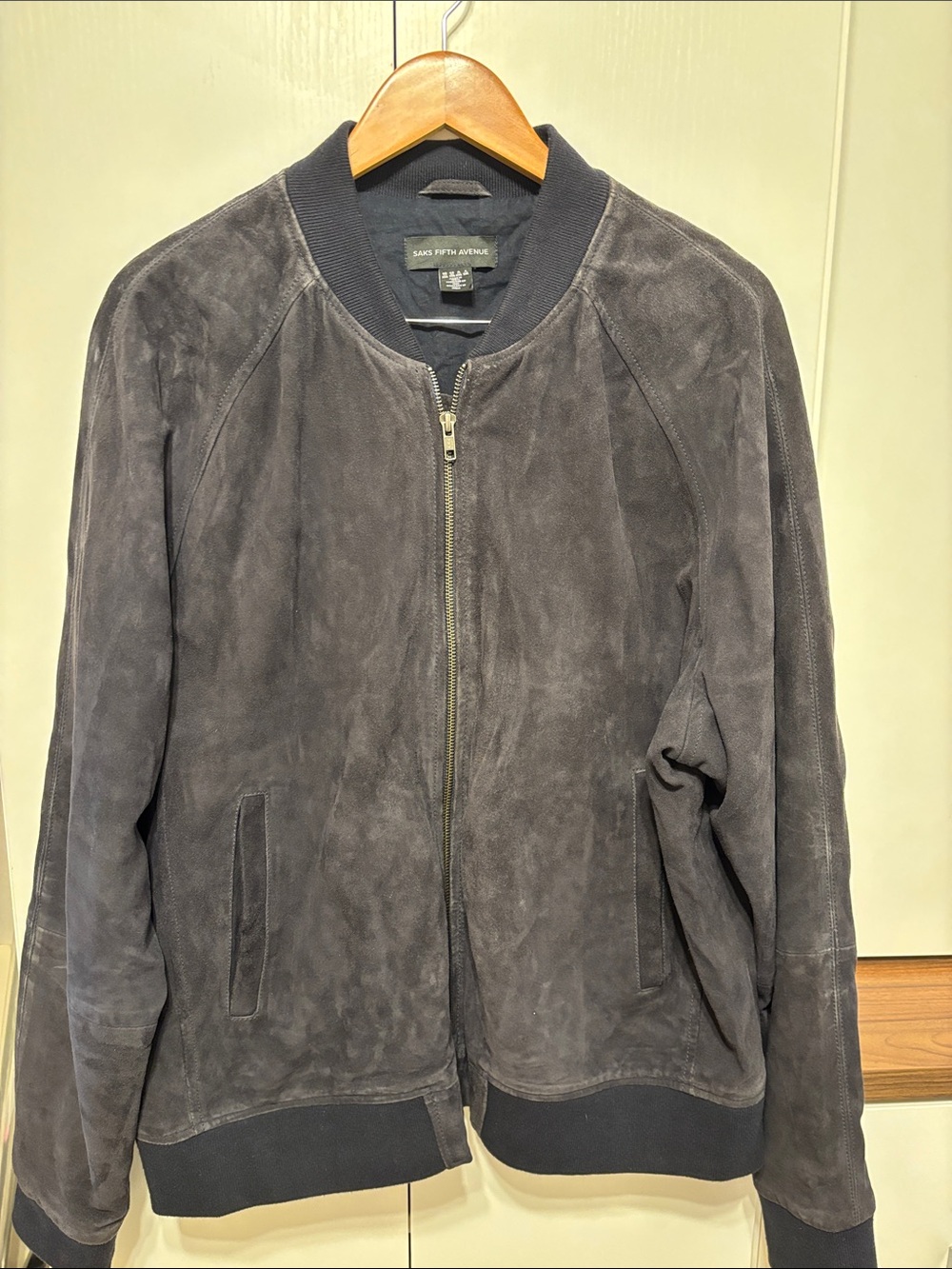 Vintage Saks Fifth Avenue Suede Leather Bomber Jacket - XXL/2X